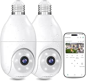 OFYOO 2K Light Bulb Security Camera with Night Vision Features