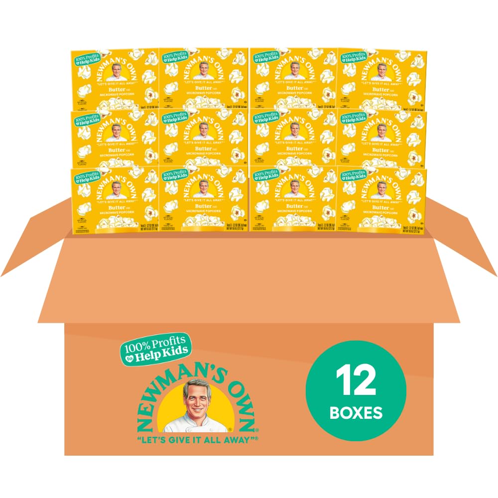 Newman's Own Microwave Popcorn - Butter Flavor, 36 Bags Total