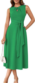 GRACE KARIN Women Summer Work Dress Sleeveless Tie Waist Midi