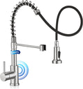 Brushed Nickel Touchless Kitchen Faucet with Side Sensor - Hands-Free