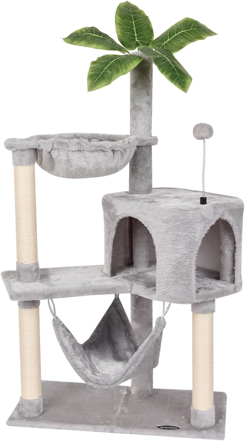 KIYUMI Cat Tree Tower Condo with Hammock and Scratching Post