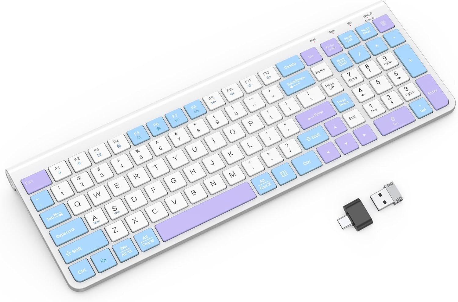 Colorful Wireless Keyboard with Low-Profile Keys for Comfort