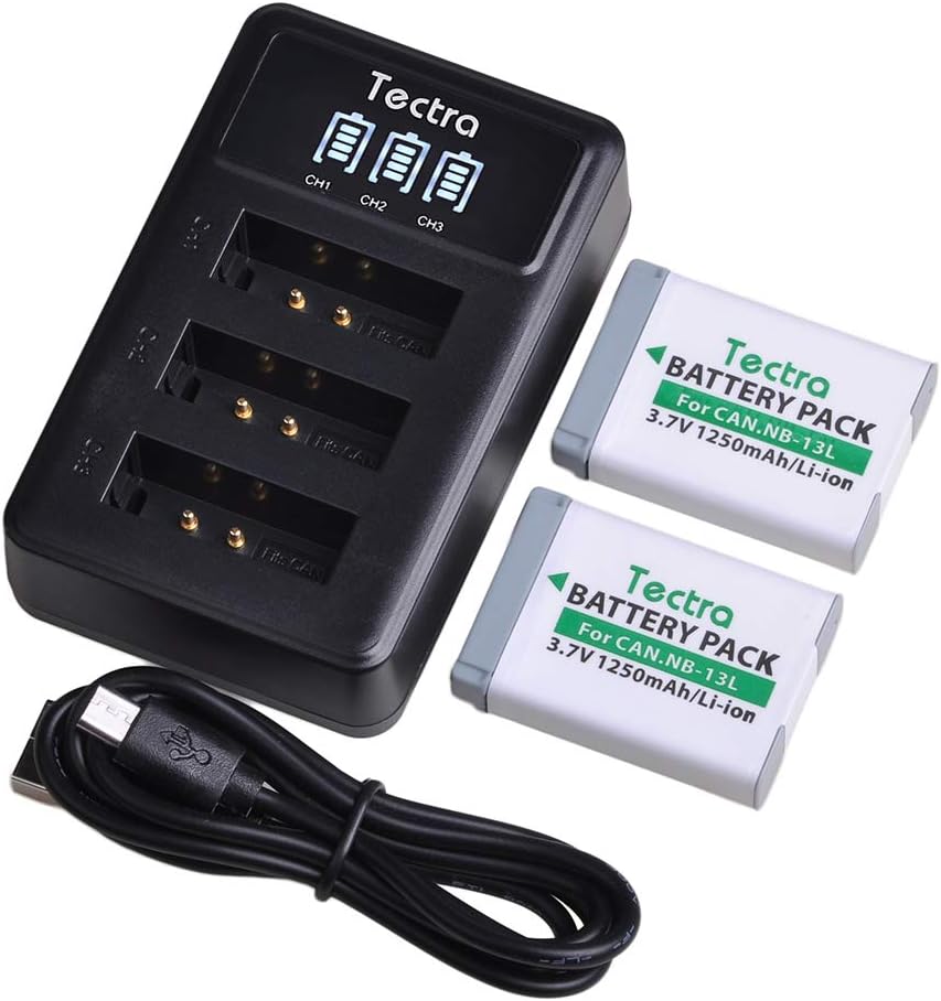 Tectra NB-13L Battery and Charger for Canon PowerShot Cameras