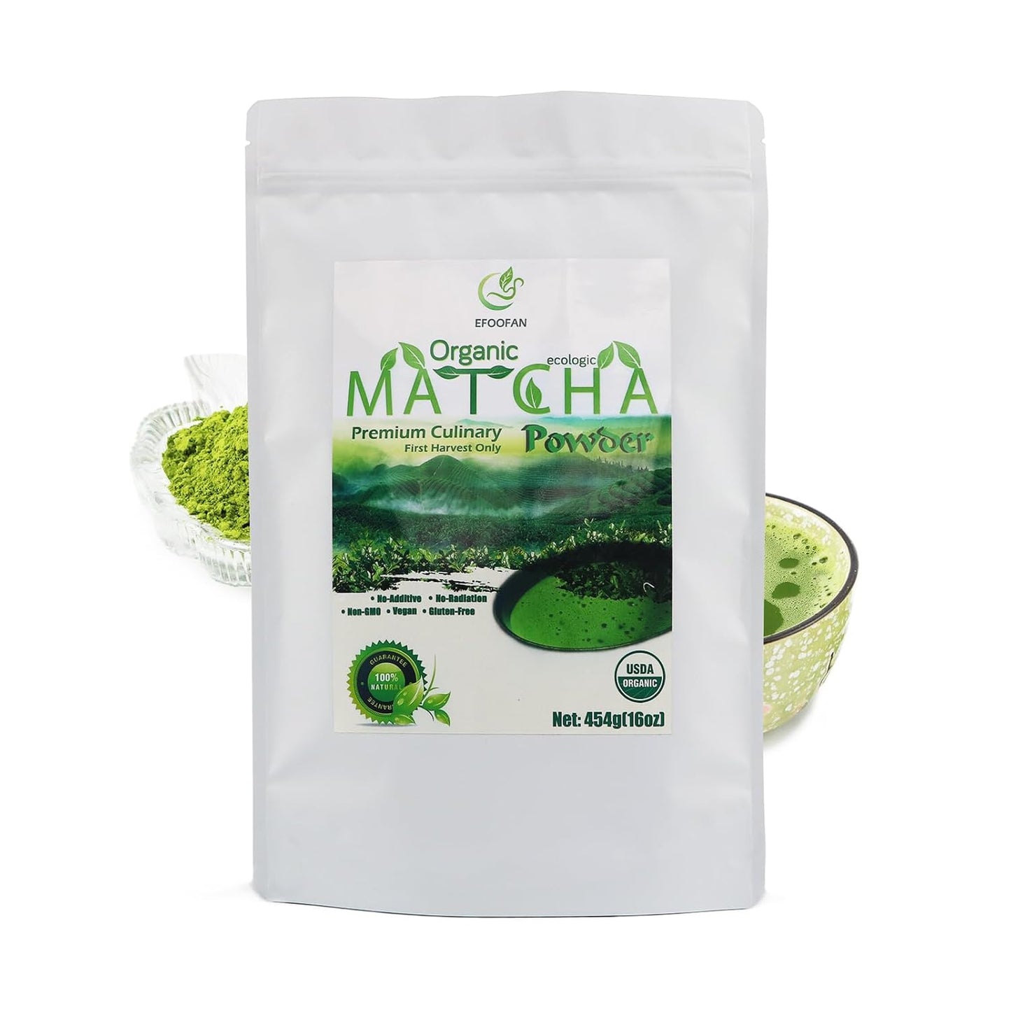 EFOOFAN Organic Matcha Green Tea Powder - Premium Culinary Grade