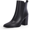 Rilista V Cutout Ankle Boots Pointed Toe Chunky Heel - Versatile Side