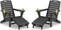 Folding Adirondack Chairs Set of 2 with Retractable Ottoman