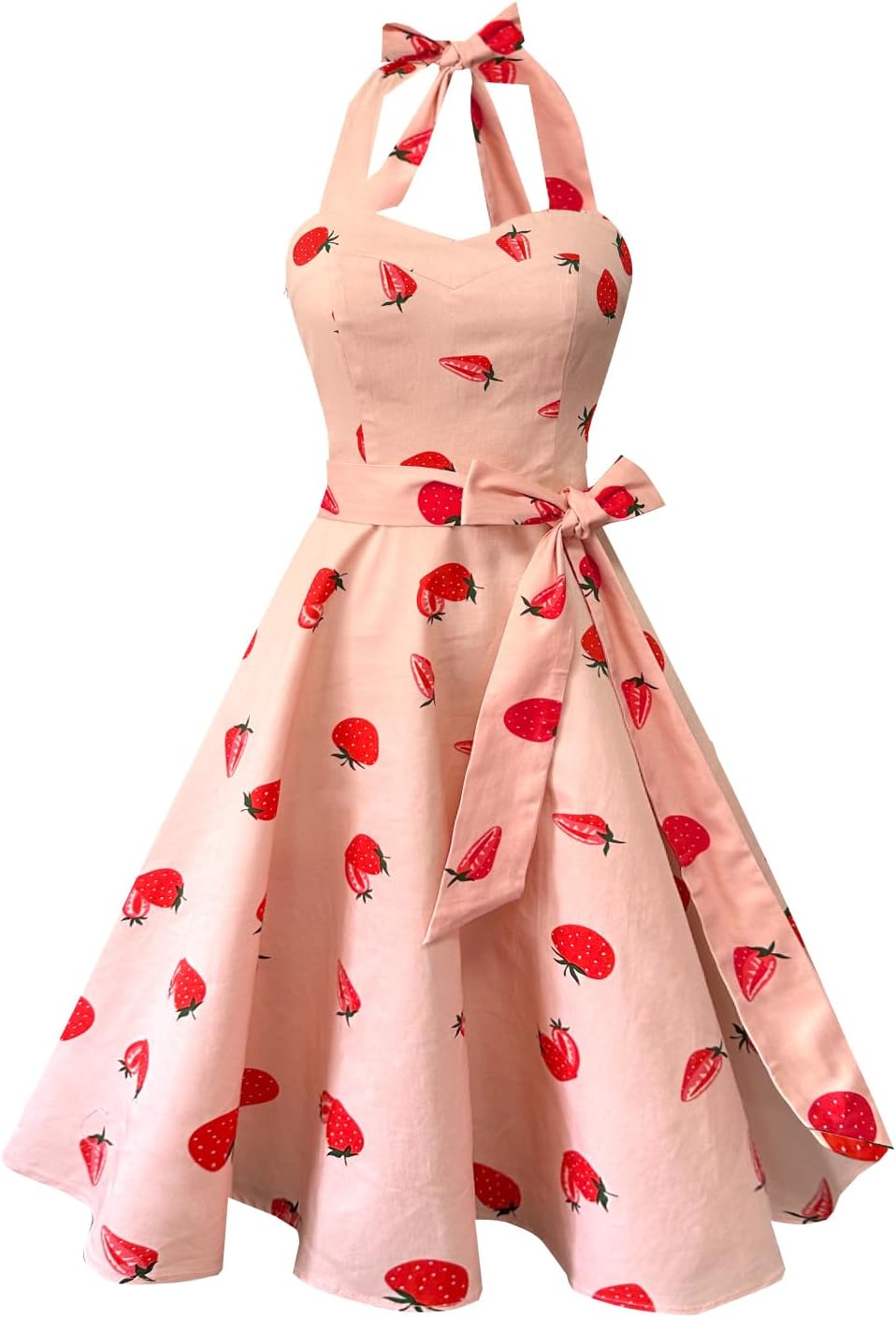 Vintage Polka Audrey Dress 1950s Halter Retro Cocktail Dress