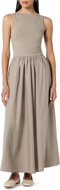 The Drop Womens Dia Mixed Fabric Midi Tank Dress - Resort Staple