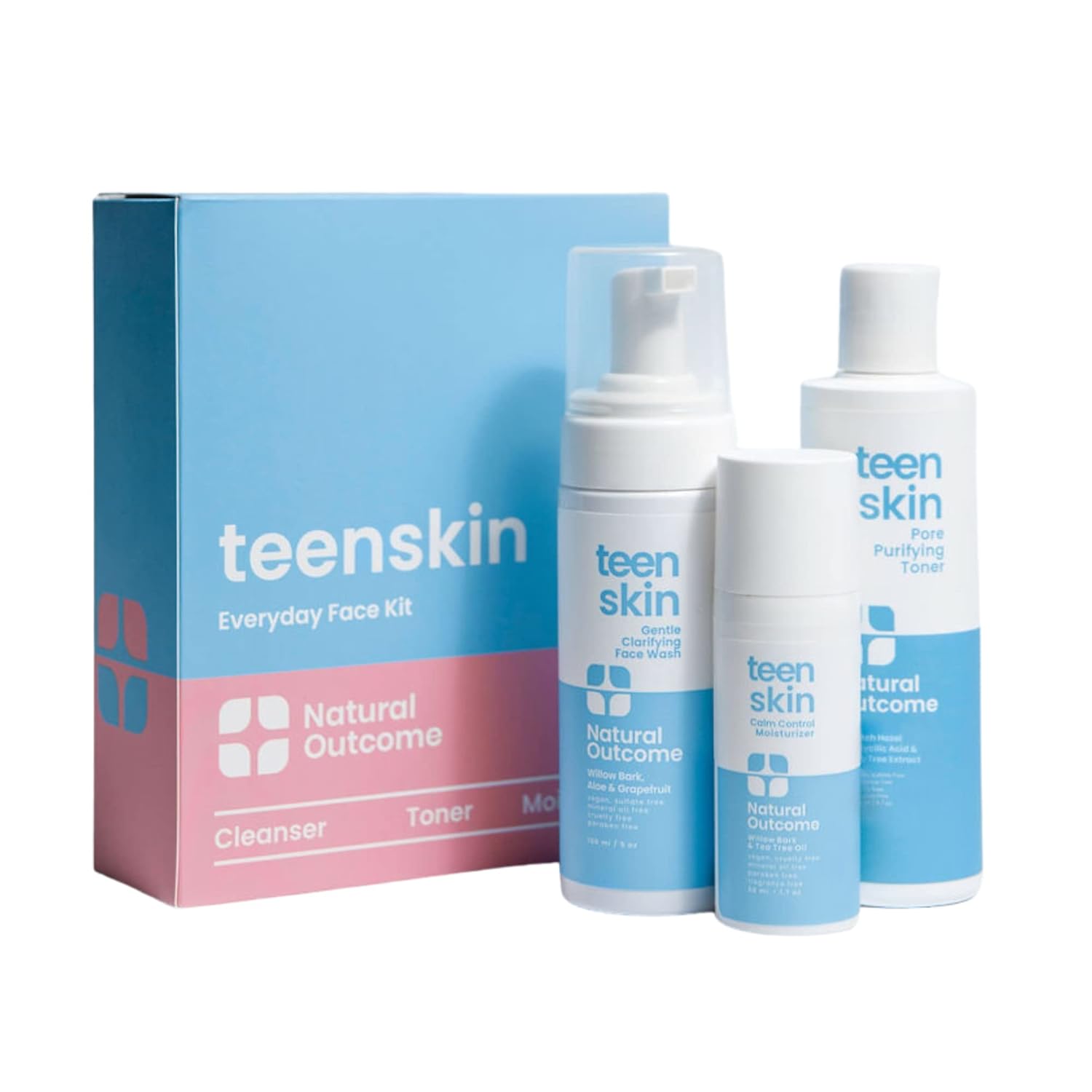 Teen Skin Care Kit 3-Step by Natural Outcome for Clear Skin