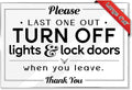 Please Last One Out Turn Off Lights & Lock Doors 5-Pack Acrylic Sign