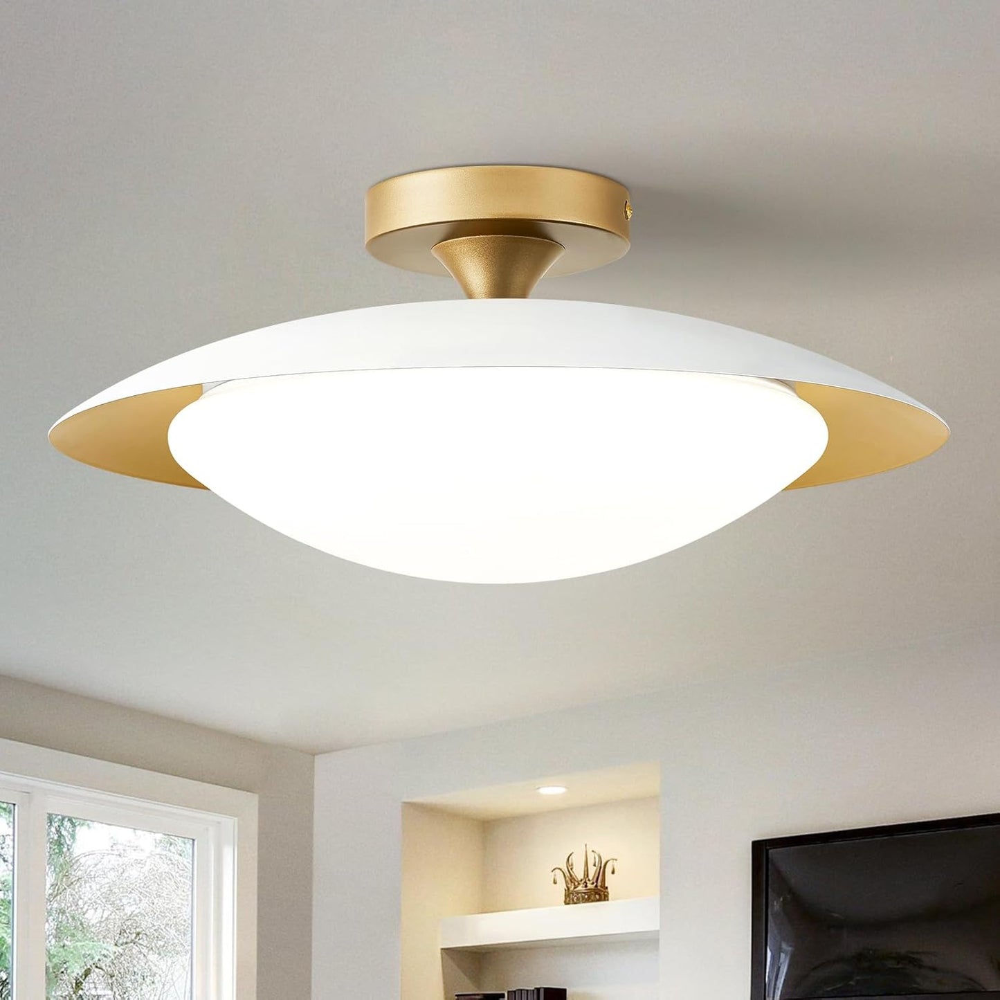 Dimmable Mid Century Modern Semi Flush Mount Ceiling Light