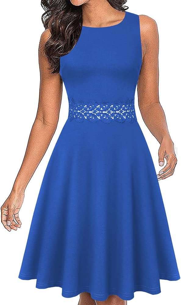 OWIN Women's Vintage Floral Lace A-Line Swing Dress for Parties