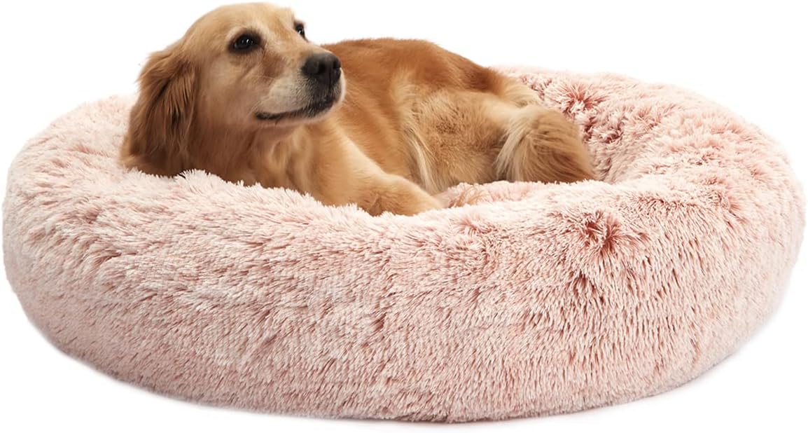 Calming Donut Dog Bed - Fluffy Anti-Anxiety Pet Bed 36 in