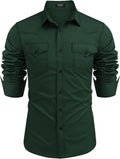 Men's Western Cowboy Long Sleeve Cotton Button Down Shirt