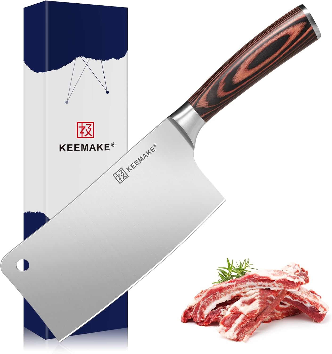 KEEMAKE 7 Inch Cleaver Knife for Meat and Vegetables - Heavy Duty