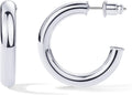 PAVOI 14K Gold Plated Lightweight Chunky Open Hoops - Comfortable