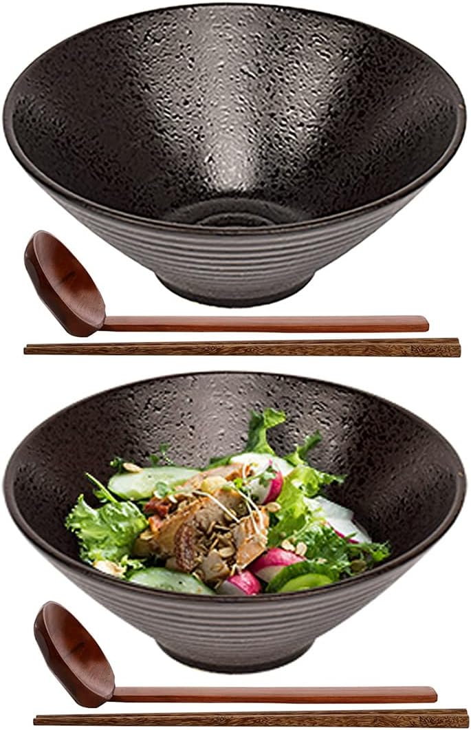 60 oz Ceramic Ramen Bowl Set - Asian Dining Delight!