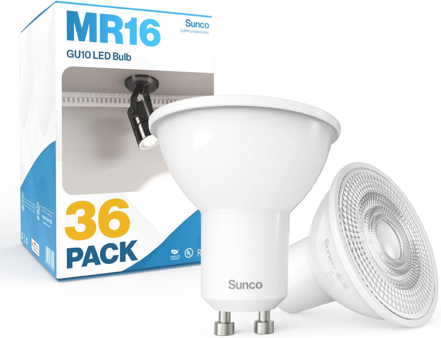 Sunco 36 Pack MR16 LED Bulb - Dimmable GU10 Track Light
