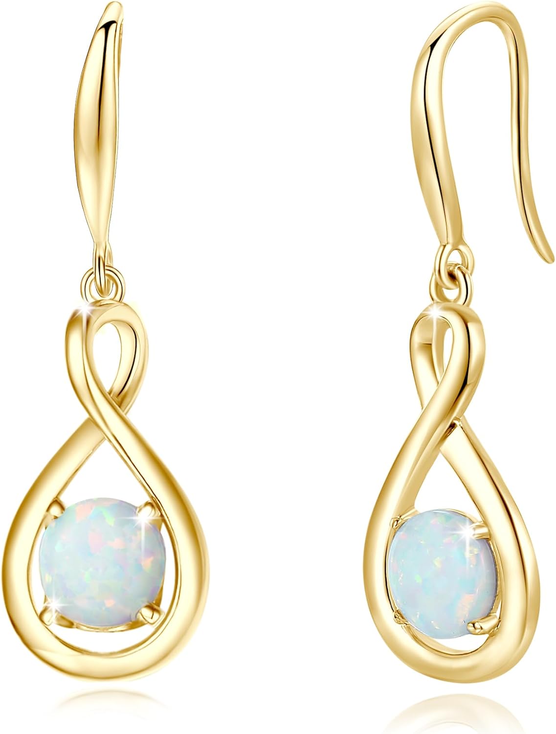Dainty Infinity Round Gemstone Birthstone Earrings for Her