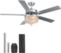 52ft Crystal Ceiling Fan with Light and Remote - Quiet Reversible DC