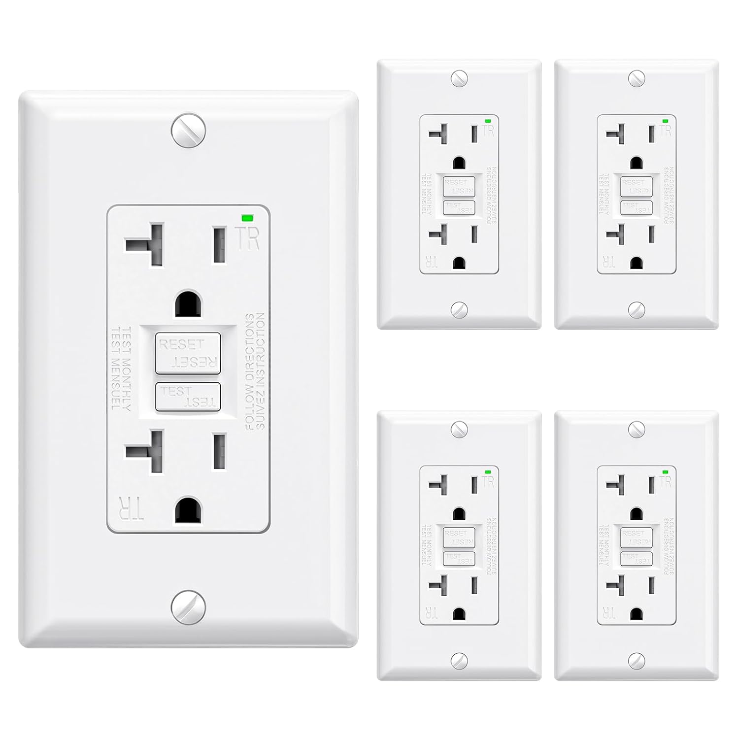 ELEGRP GFCI Outlet 20 Amp with Self-Test and Tamper Resistance