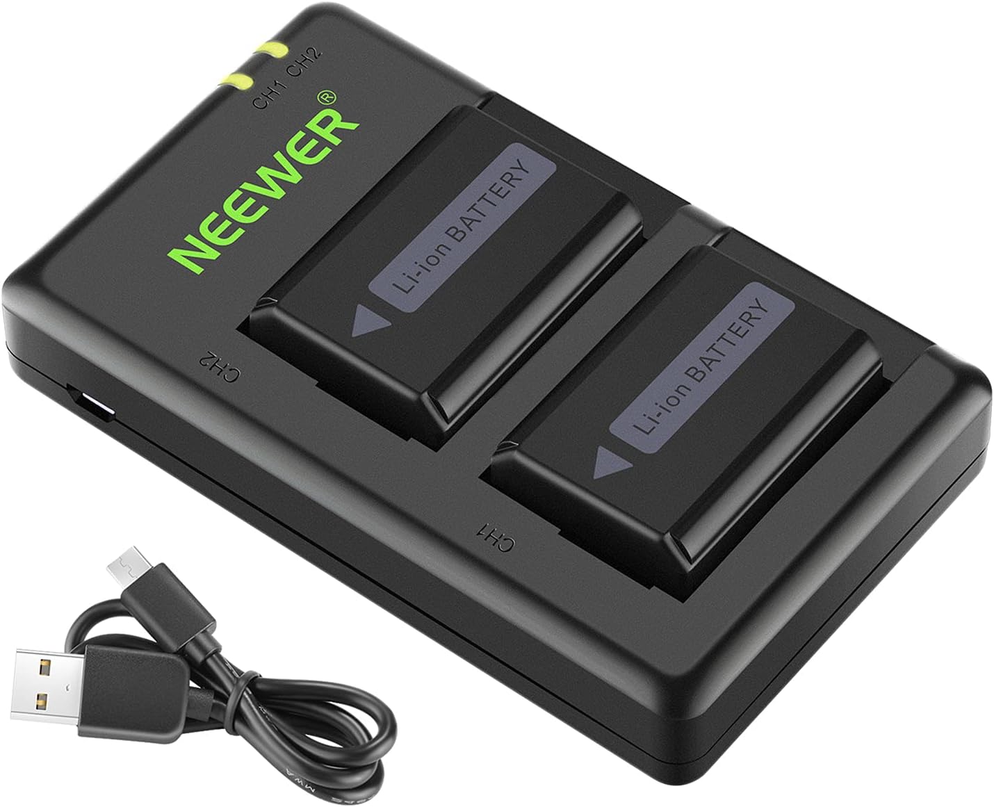 Neewer NP-FW50 Charger Set: 2-Pack, 1100mAh, Sony Compatible
