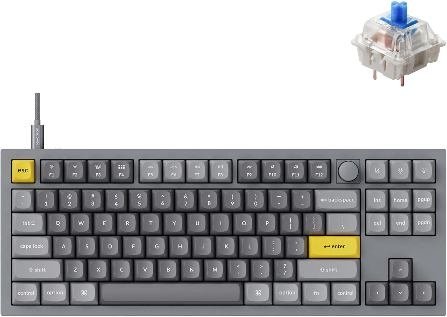 Keychron Q3 Wired Custom Mechanical Keyboard with Knob Version
