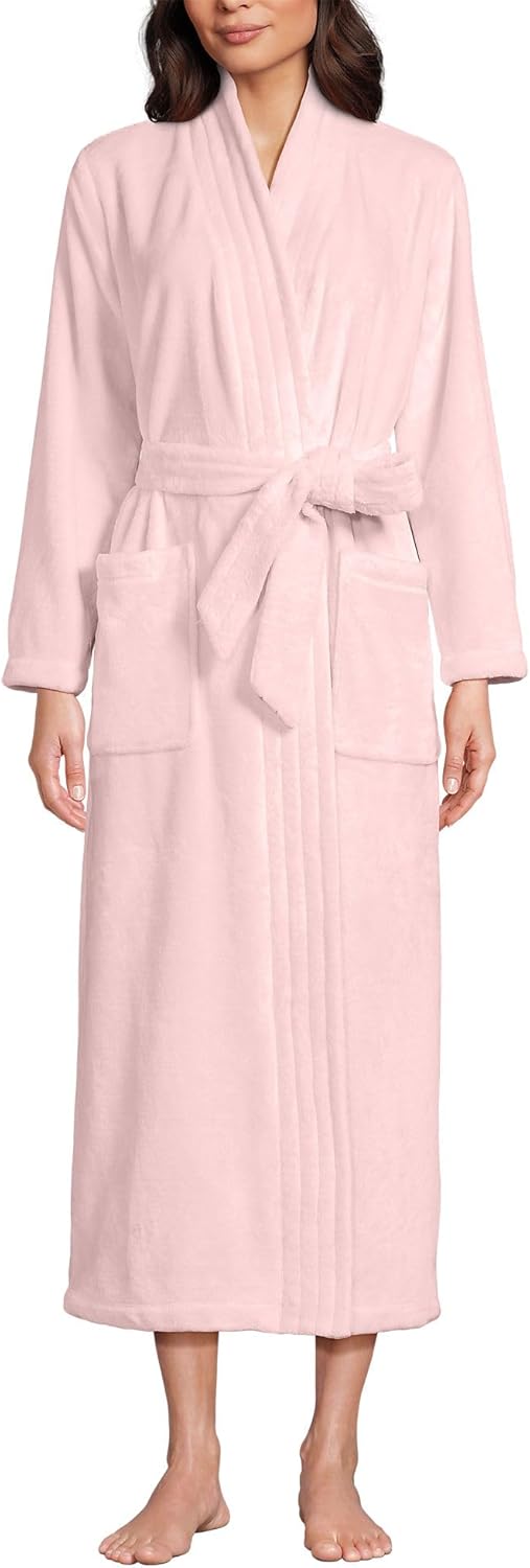 Lands' End Women's Cozy Plush Long Wrap Robe for Ultimate Comfort