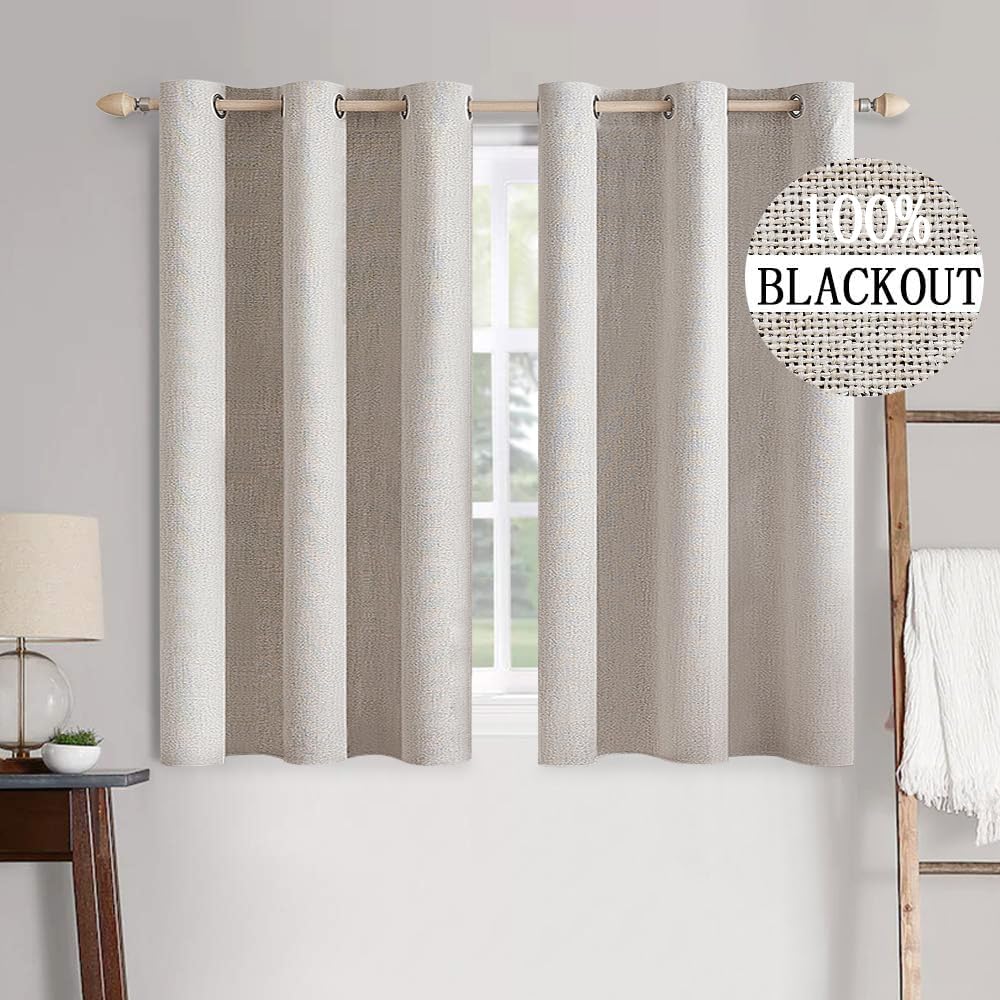 MIULEE Blackout Linen Textured Curtains for Bedroom & Living Room