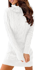 Langwyqu Womens Cable Knit Sweater Dress Turtleneck - Soft, Slim Fit