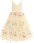 Flower Girl Dress Pleated V Neck Tulle Maxi - Princess Look