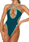 Sexy One Piece Swimsuit Criss Cross Halter Neck - Flattering Fit cut