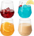 Diamond Unbreakable Stemless Plastic Wine Glasses 40 Count - Elegant