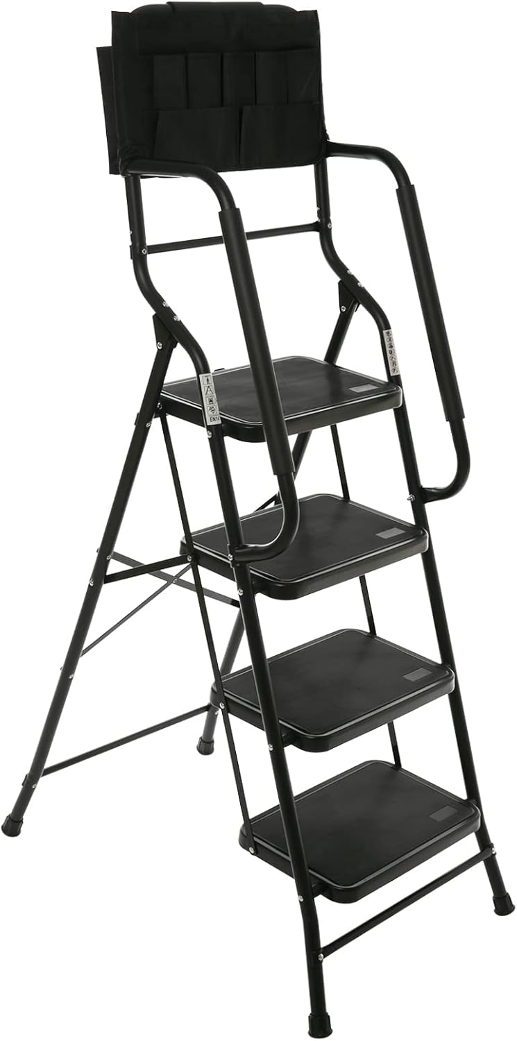 WiberWi 4 Step Ladder with Handrails for Home and Kitchen