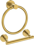Toilet Paper Holder Wall Mount and Towel Ring Set - Pivoting Double