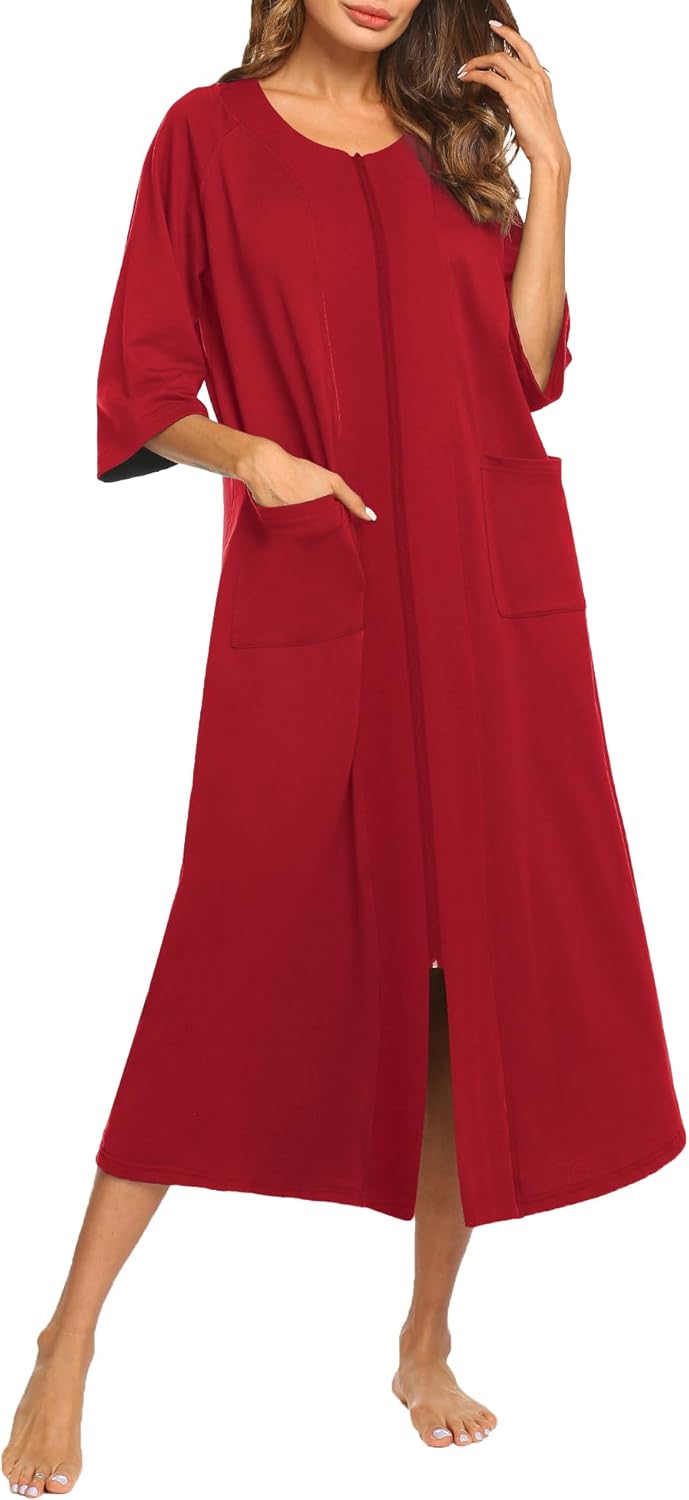 Ekouaer Women's Zipper Robe for Comfort and Style at Home