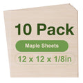Maple Plywood Sheets 12x12x1/8 in 10 Pack - Thin 3mm Laser-Ready