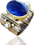 10x14 MM Oval Gemstone 925 Sterling Silver Ring for Women - Two Color