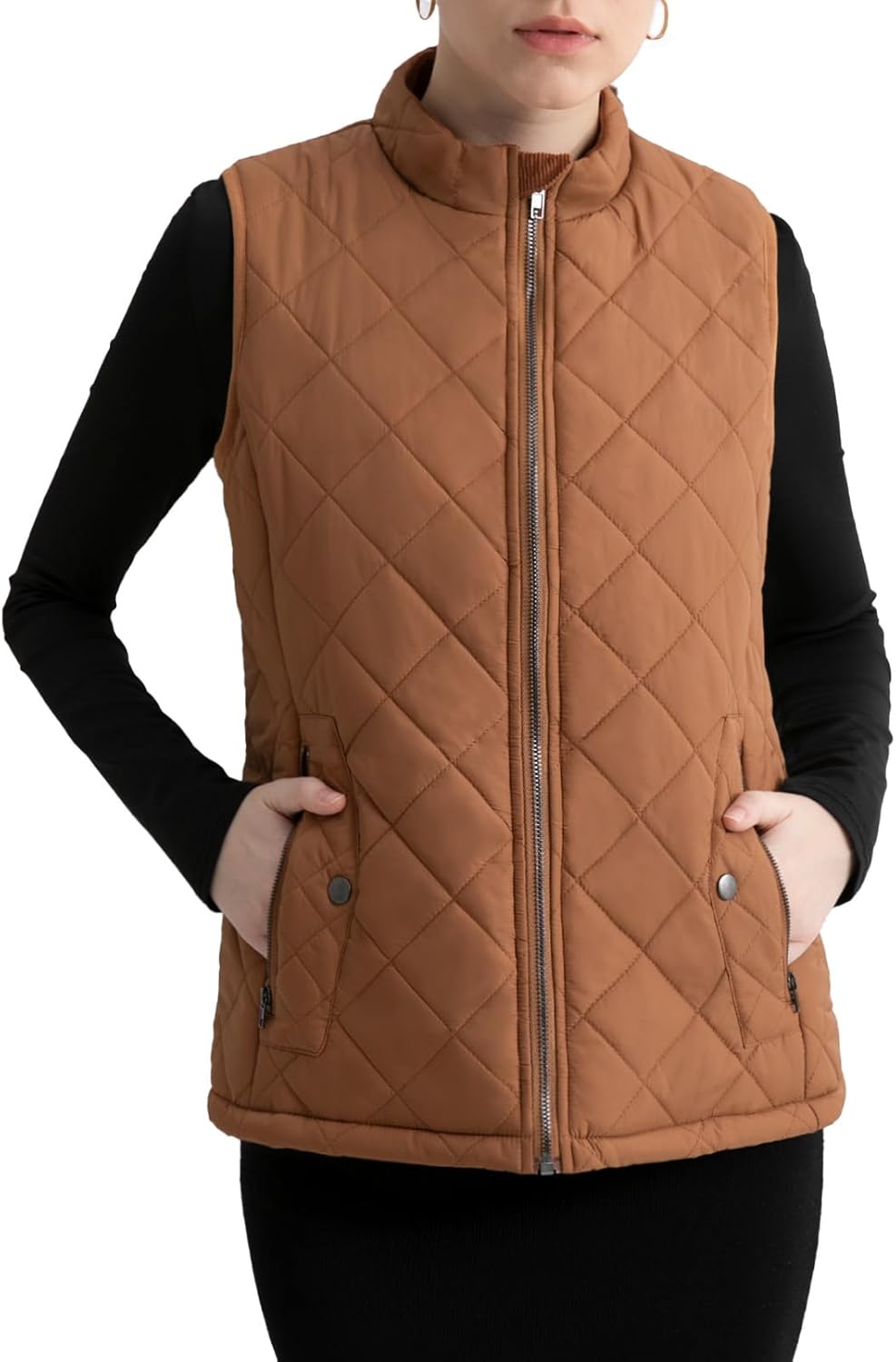 Women's Quilted Puffer Vest with Water-Resistant Fabric
