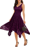 Women's Lace Cocktail Party Dress Handkerchief Hem - Flattering Lace