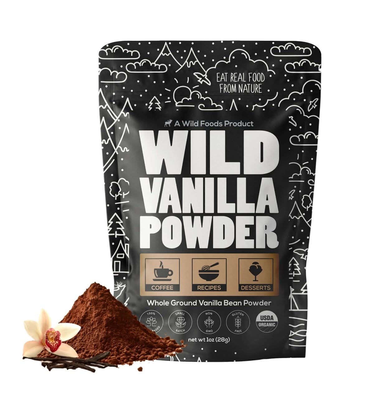 Wild Foods Organic Vanilla Bean Powder for Baking and Smoothies