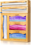 6-in-1 Magnetic Bamboo Drawer Organizer for Food Bags and Wraps