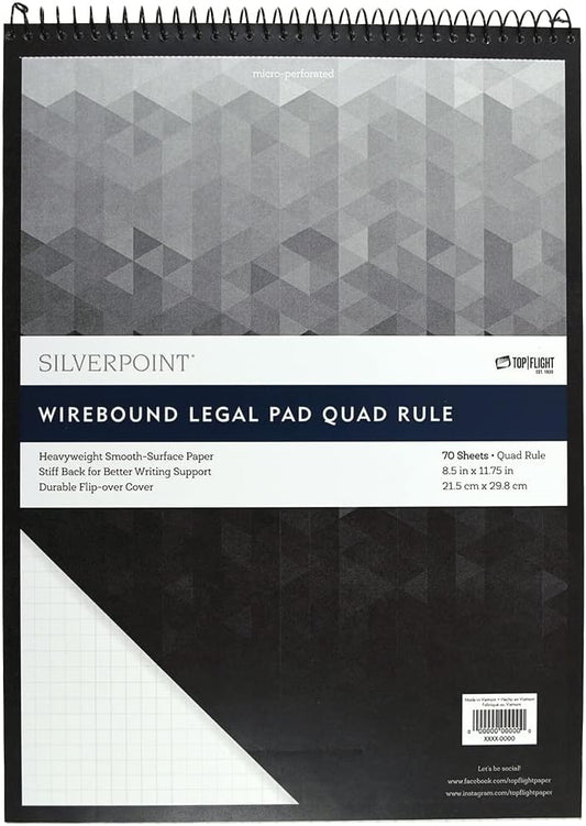 Top Flight Silverpoint Pad: Heavy Back, Quadrille Rule, 70 Sheets