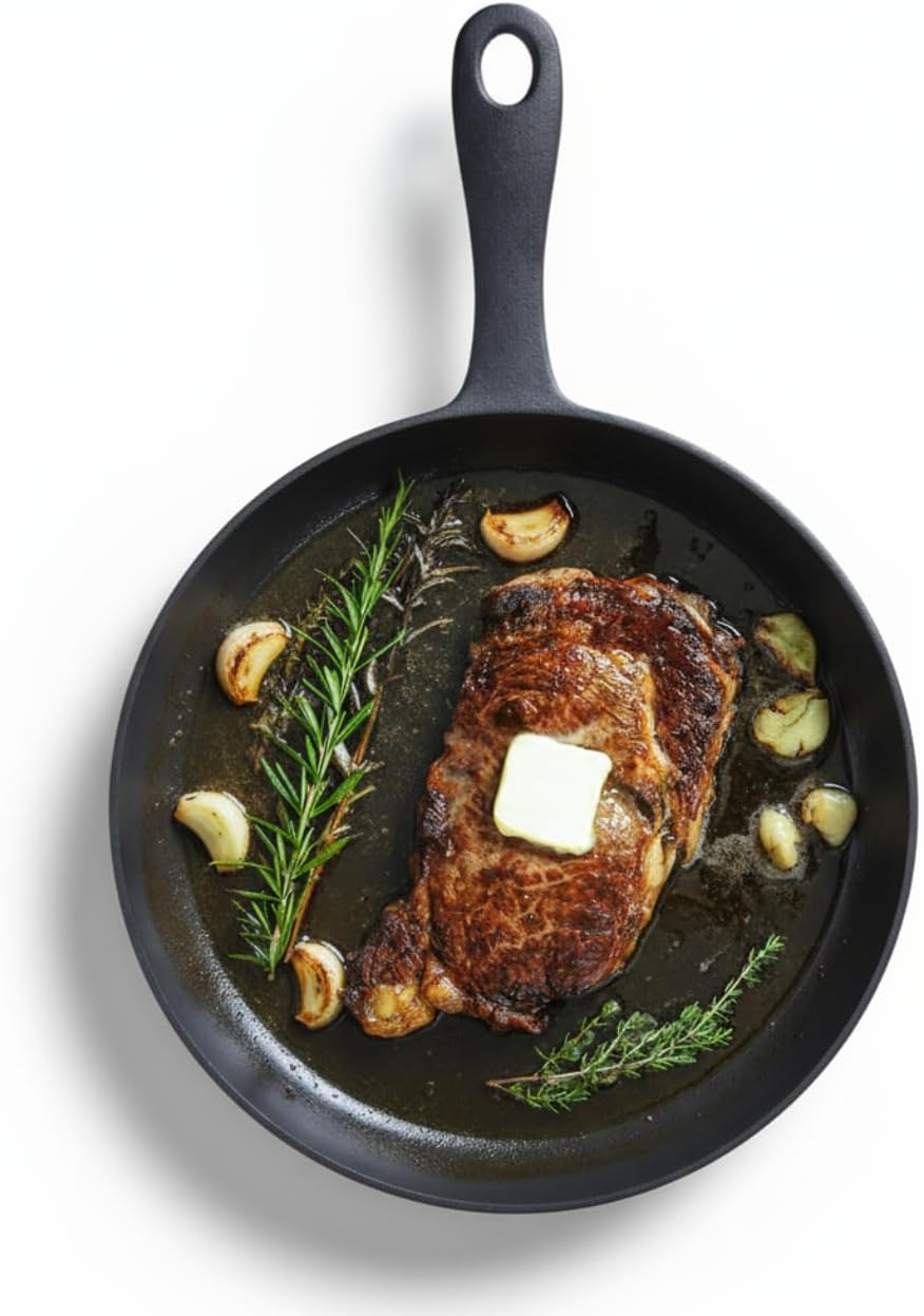 Flambo 12 Inch Smooth Cast Iron Skillet - Lightweight & Versatile