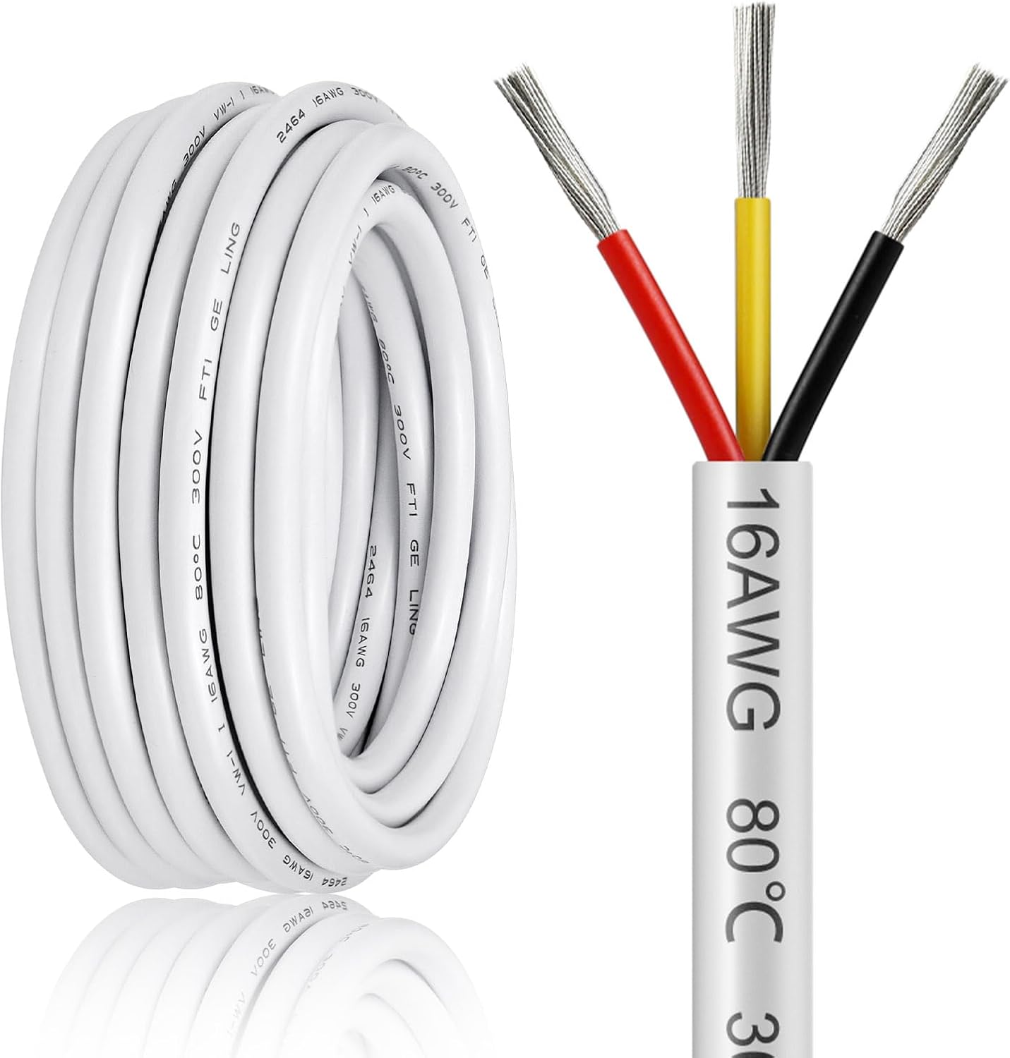 50FT 16 Gauge Wire 3 Conductor for LED Lamps and Automotive
