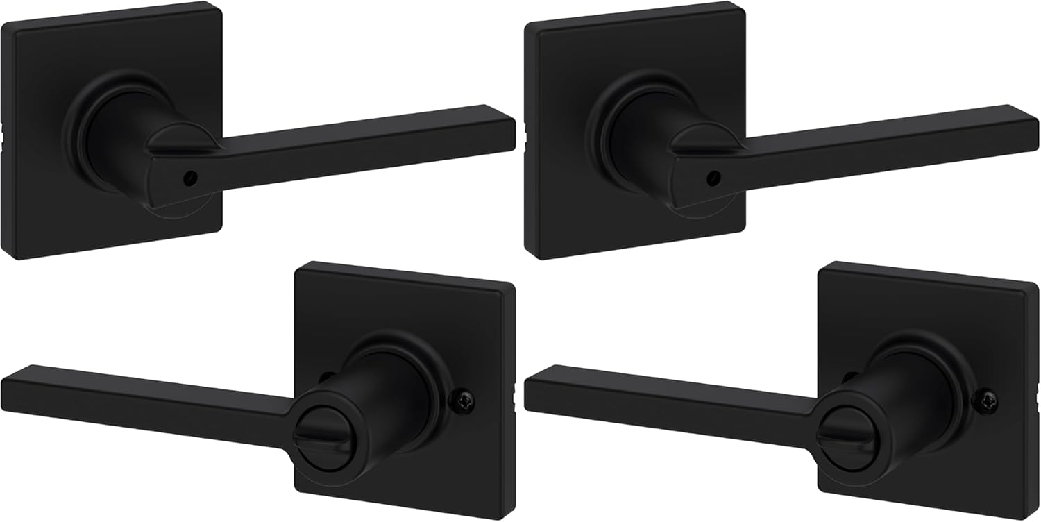 Kwikset Casey Interior Privacy Door Handle with Lock, Matte Black