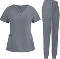 Scrub Suit Set for Women Modern V-neck Top & Tapered Joggers niaahinn