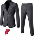 YND Men's Slim Fit 2 Button 3 Piece Suit Set - Modern Slim Cut