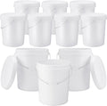 Gerrii 10 Pack White 2.6 Gallon Plastic Buckets with Lid and Handle