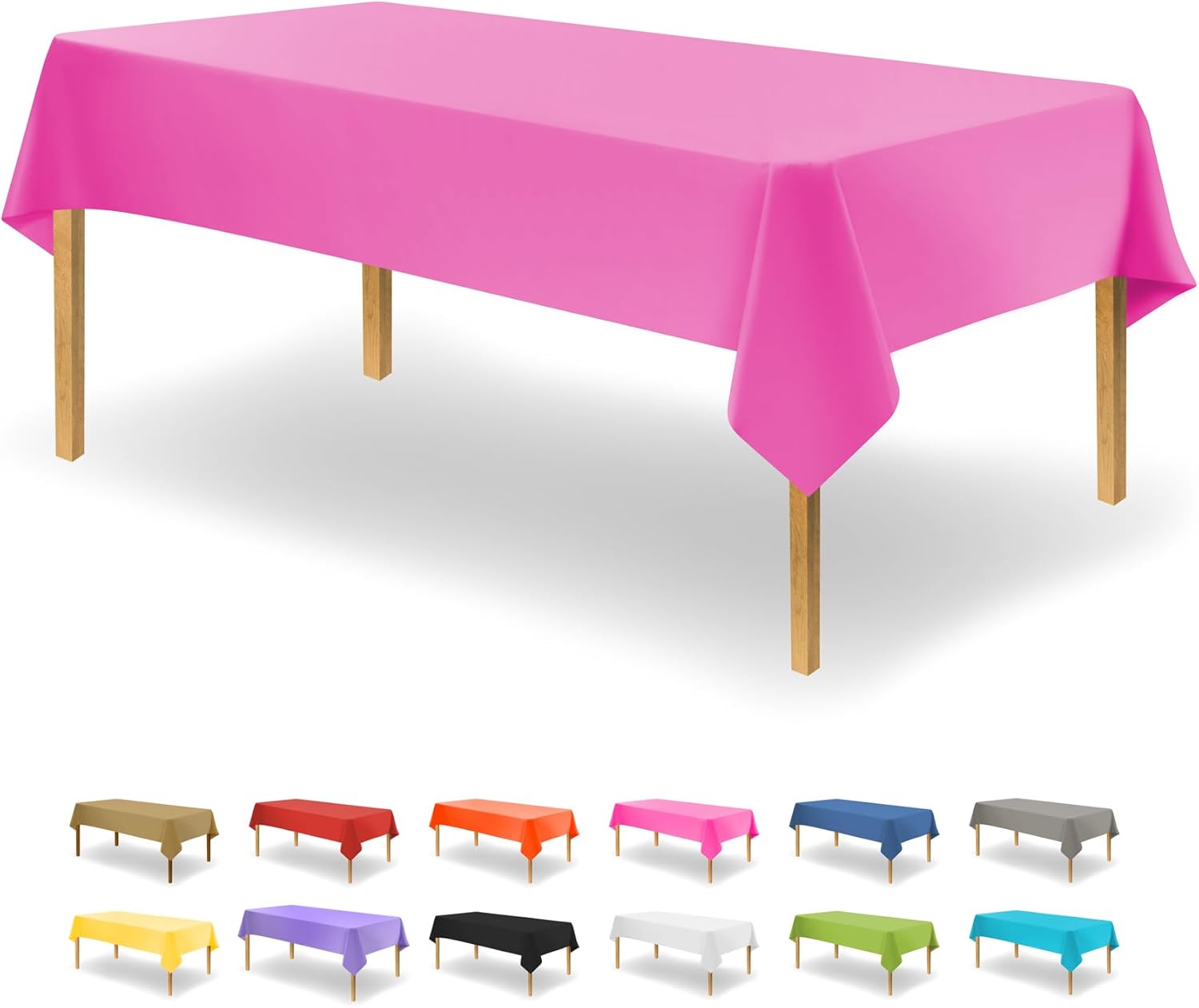 Pink Disposable Plastic Tablecloths for Rectangle Tables - 48 Pack